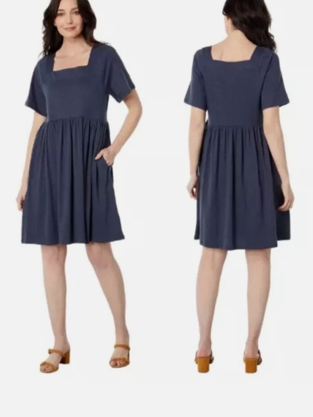 Toad&Co Navy SORA Short Sleeve Babydoll Dress